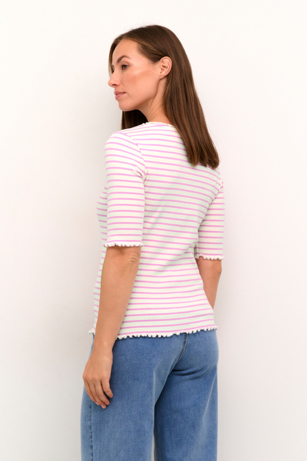 CREAM 10612457 Crribba s/s stripe blouse white w. pink str