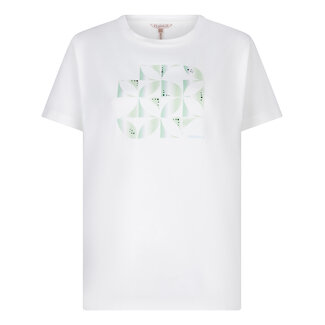 ESQUALO SP24.05019 T-shirt blocks print off white / gr