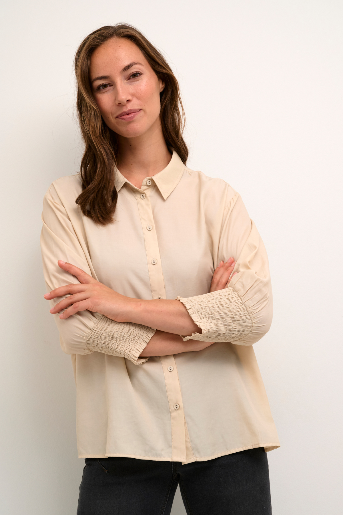 CREAM 10606063 Nolacr shirt oatmeal