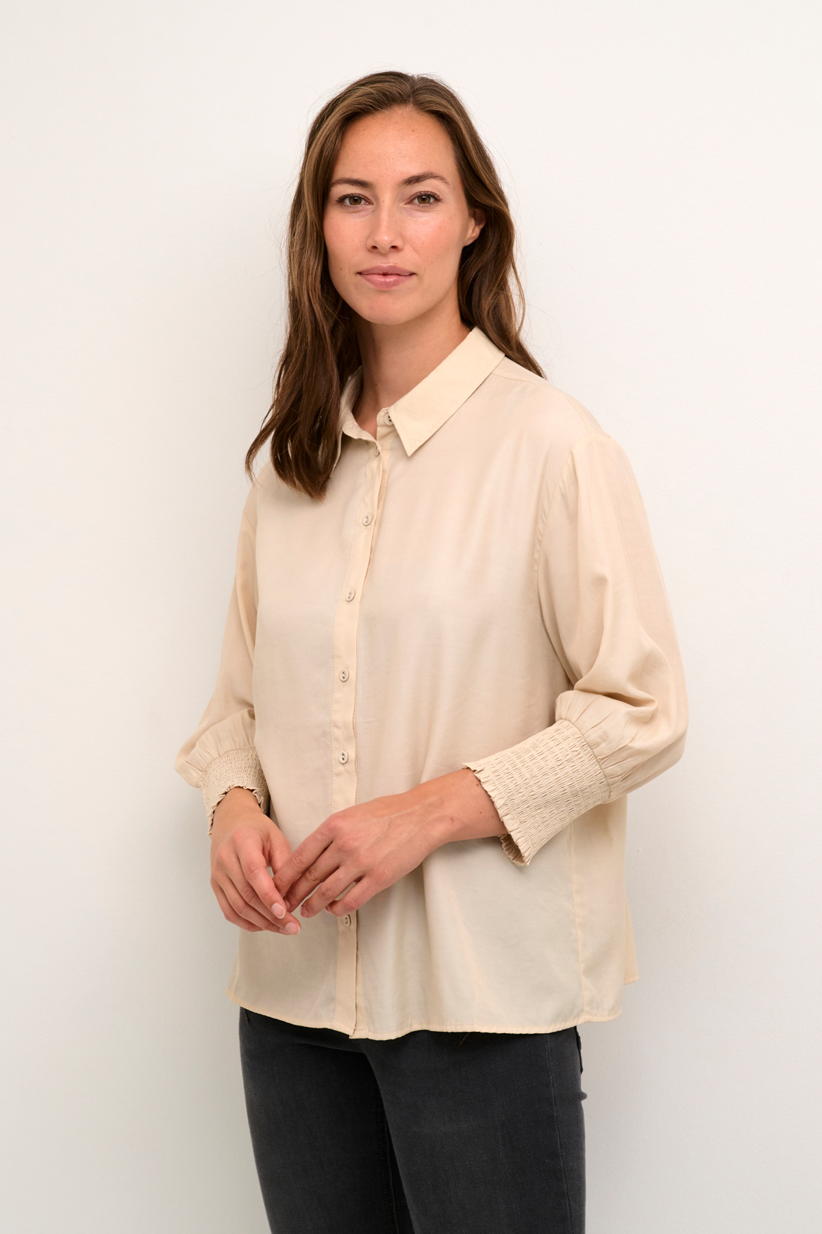 CREAM 10606063 Nolacr shirt oatmeal
