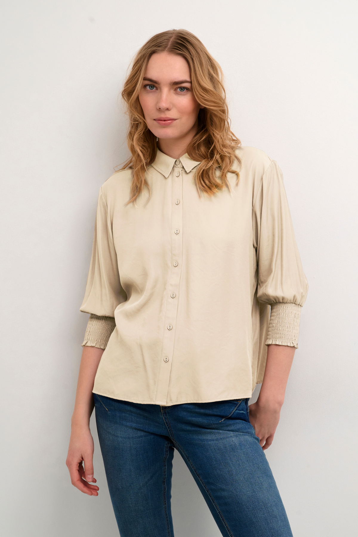 CREAM 10606063 Nolacr shirt oatmeal