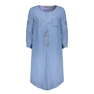 GEISHA 47009-10 Dress long sleeves lyocell mid blue denim