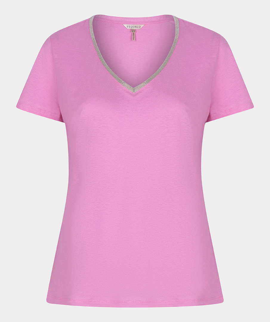 ESQUALO HS24.30225 T-shirt fancy neckline sorbet