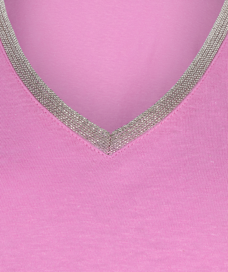 ESQUALO HS24.30225 T-shirt fancy neckline sorbet