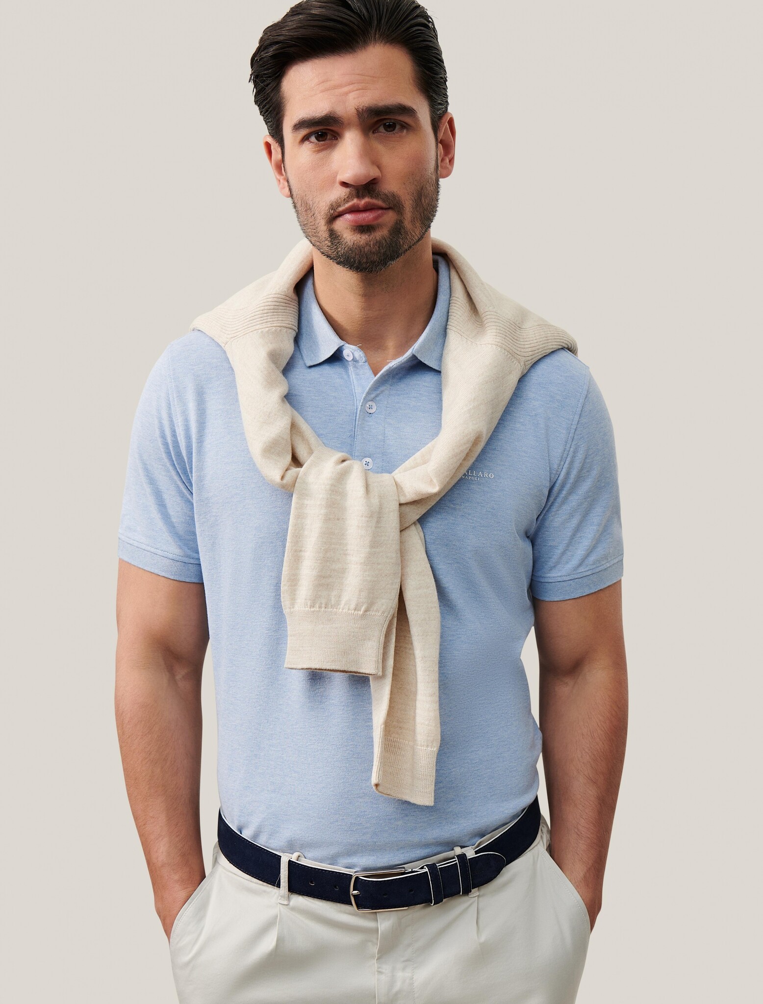 CAVALLARO 116241004 Bavegio polo light blue melange