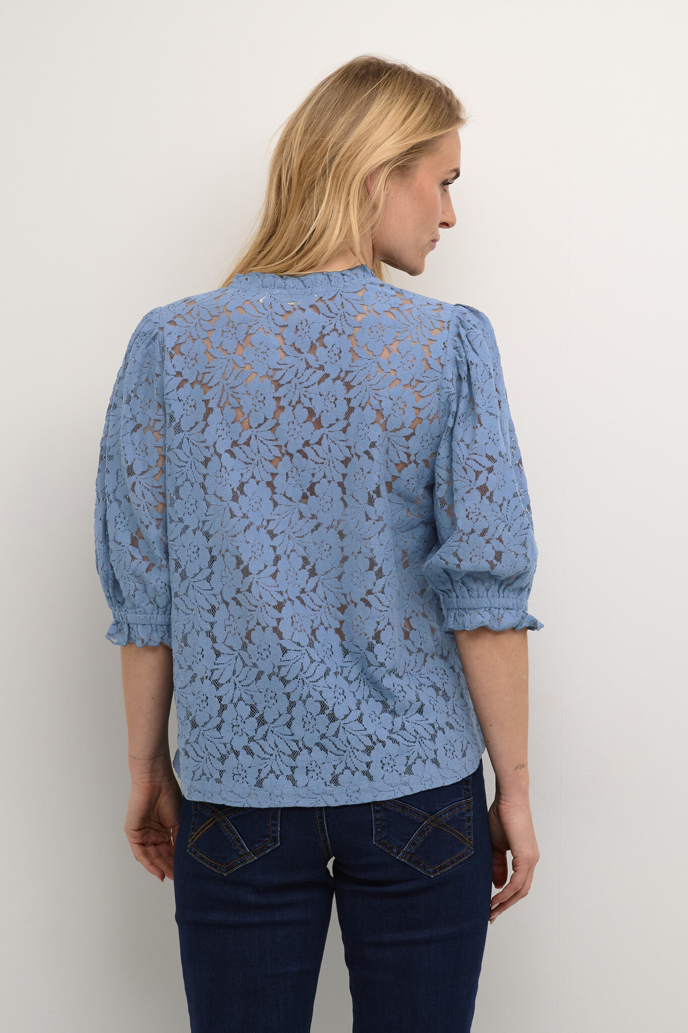CREAM 10612448 Crkaspis lace blouse captain's blue