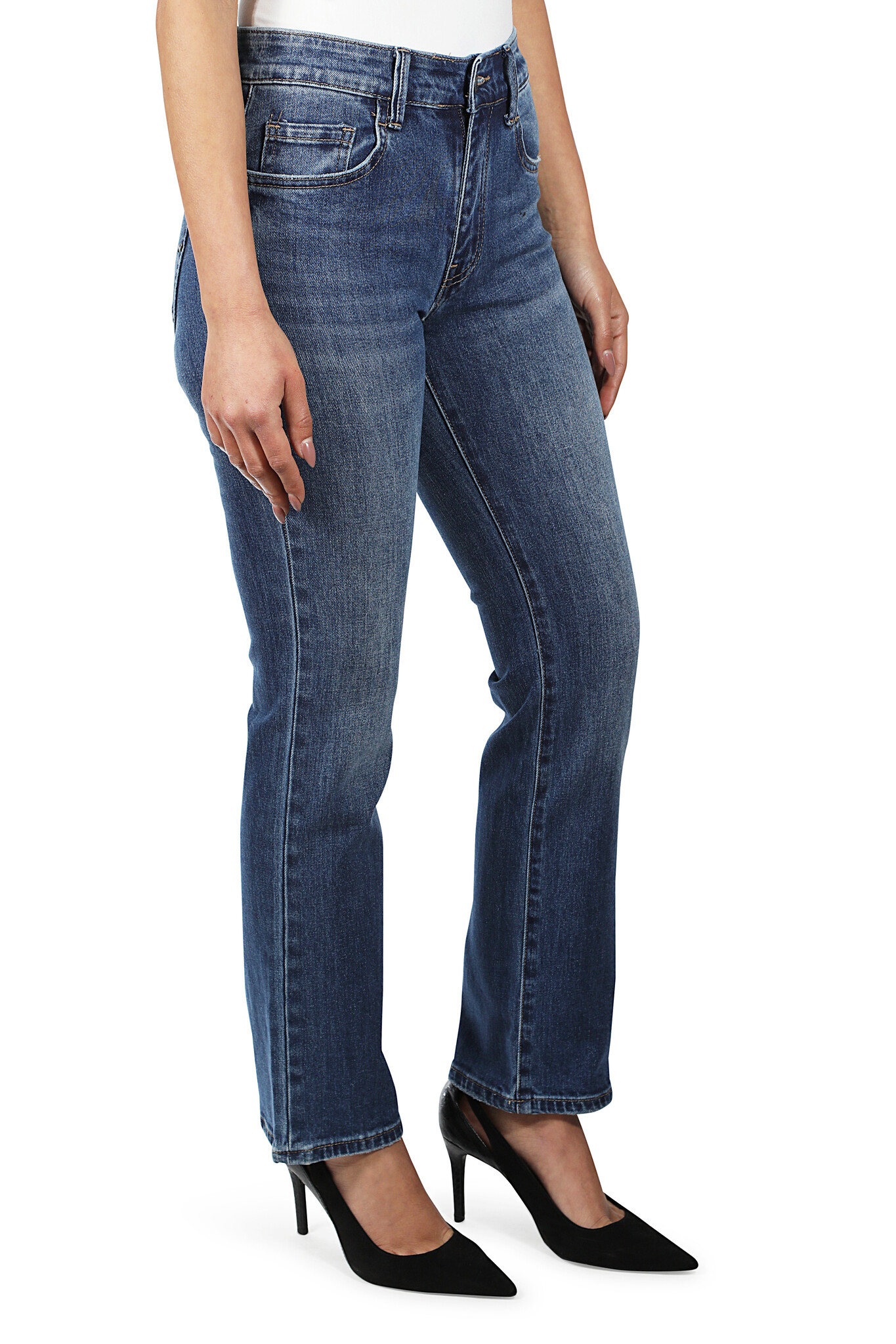 BIANCO 224927 Medium blue denim denim straight leg isabella long