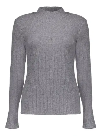 GEISHA 43637-26 Rib long sleeve shirt grey melange