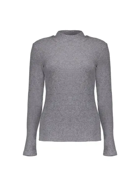 GEISHA 43637-26 Rib long sleeve shirt grey melange