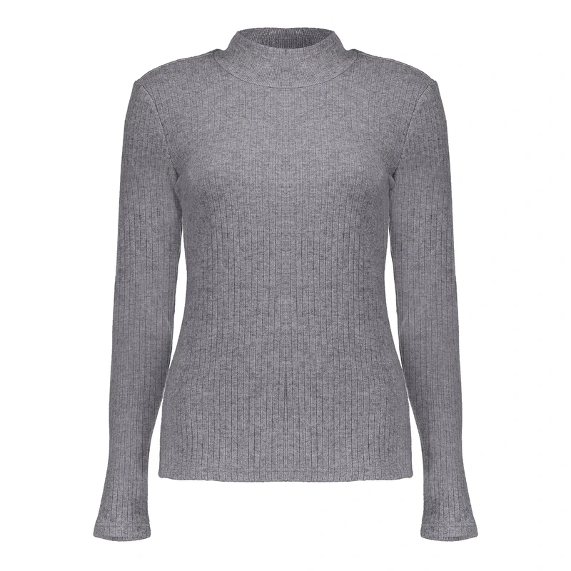 GEISHA 43637-26 Rib long sleeve shirt grey melange