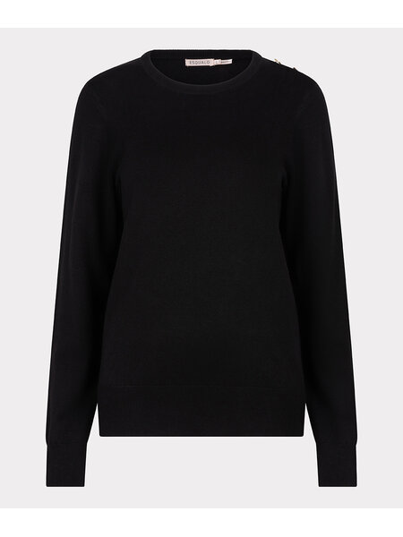 ESQUALO F24.07532 Sweater gathering button details basic knit black