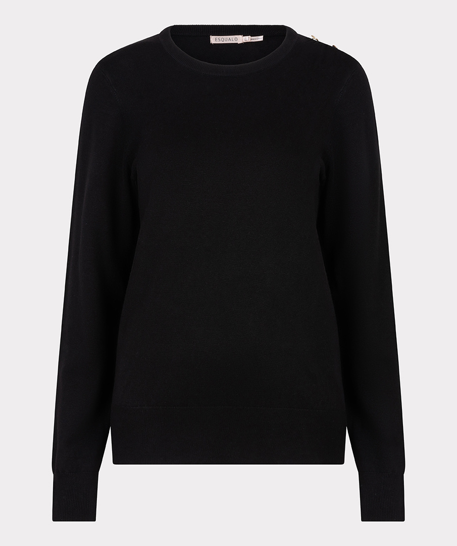 ESQUALO F24.07532 Sweater gathering button details basic knit black