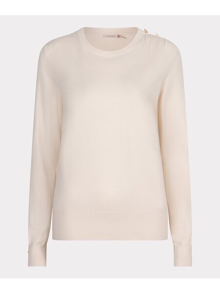 ESQUALO F24.07532 Sweater gathering button details basic knit beige