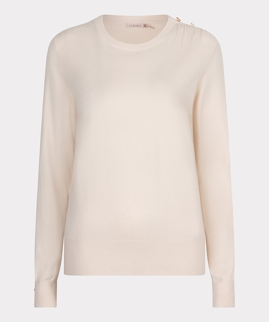 ESQUALO F24.07532 Sweater gathering button details basic knit beige