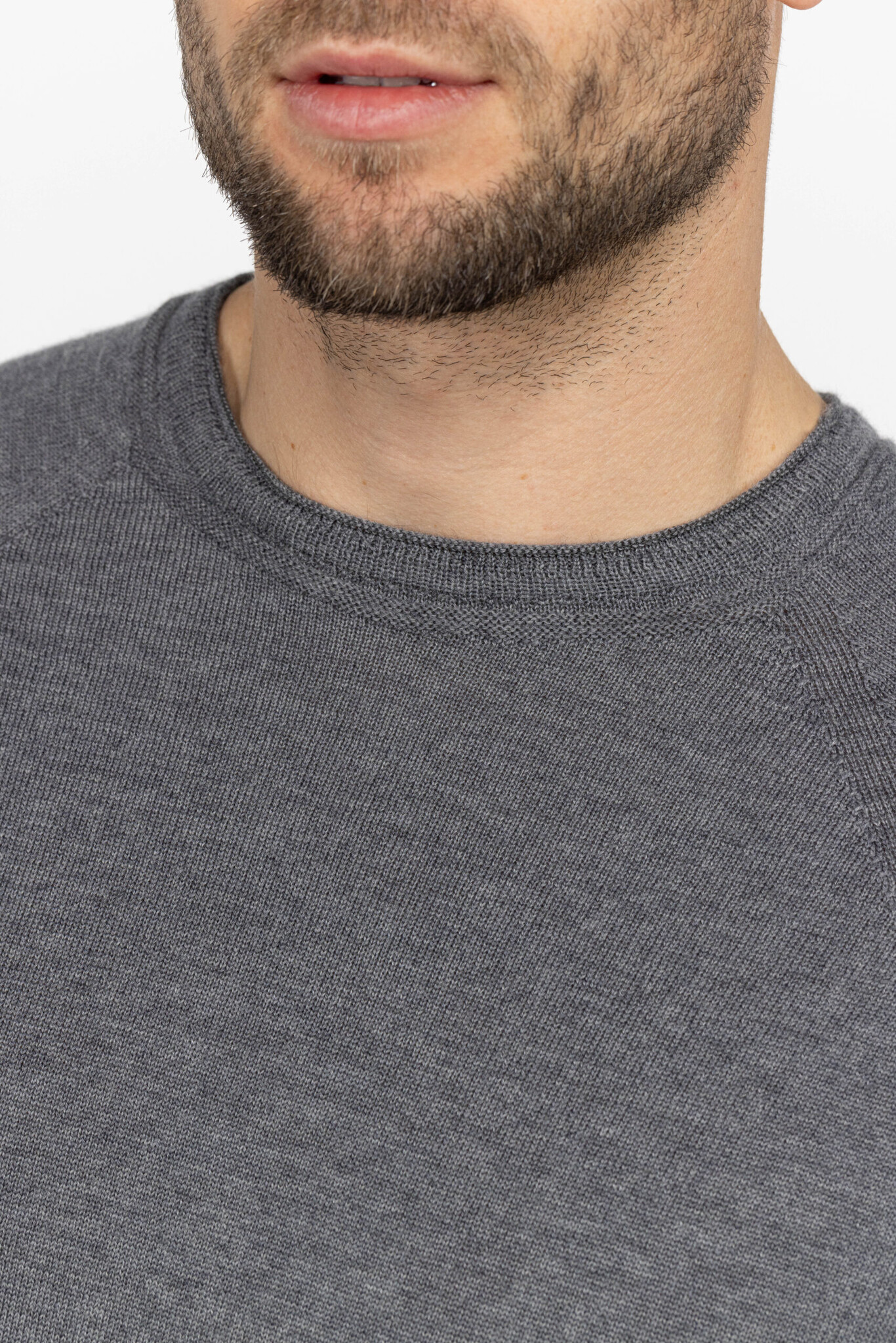 MEEDIN Meedin Ronde Hals Merino Grijs Melee