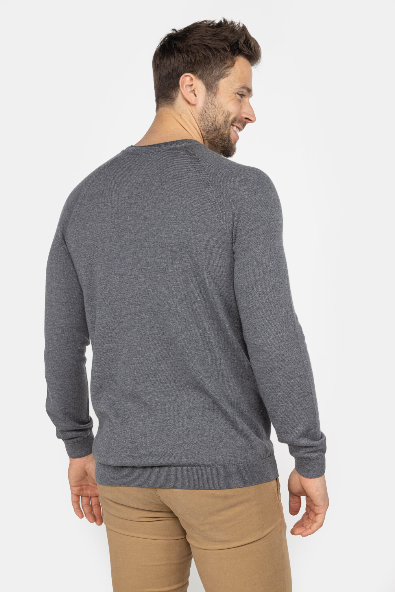 MEEDIN Meedin Ronde Hals Merino Grijs Melee