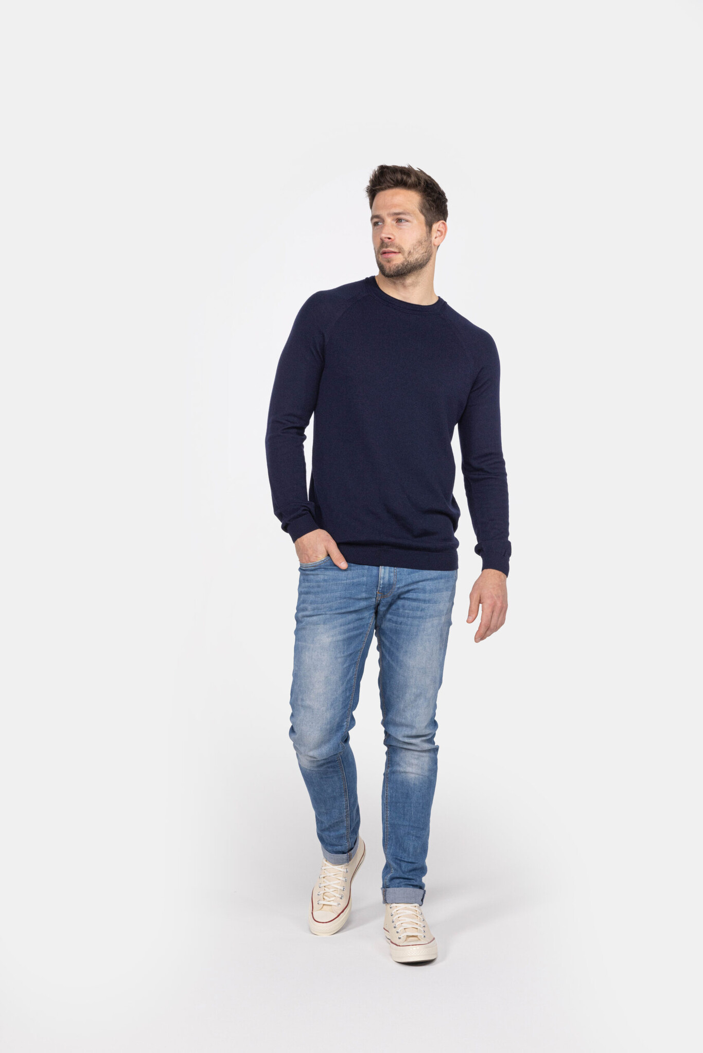 MEEDIN Meedin Ronde Hals Merino Navy