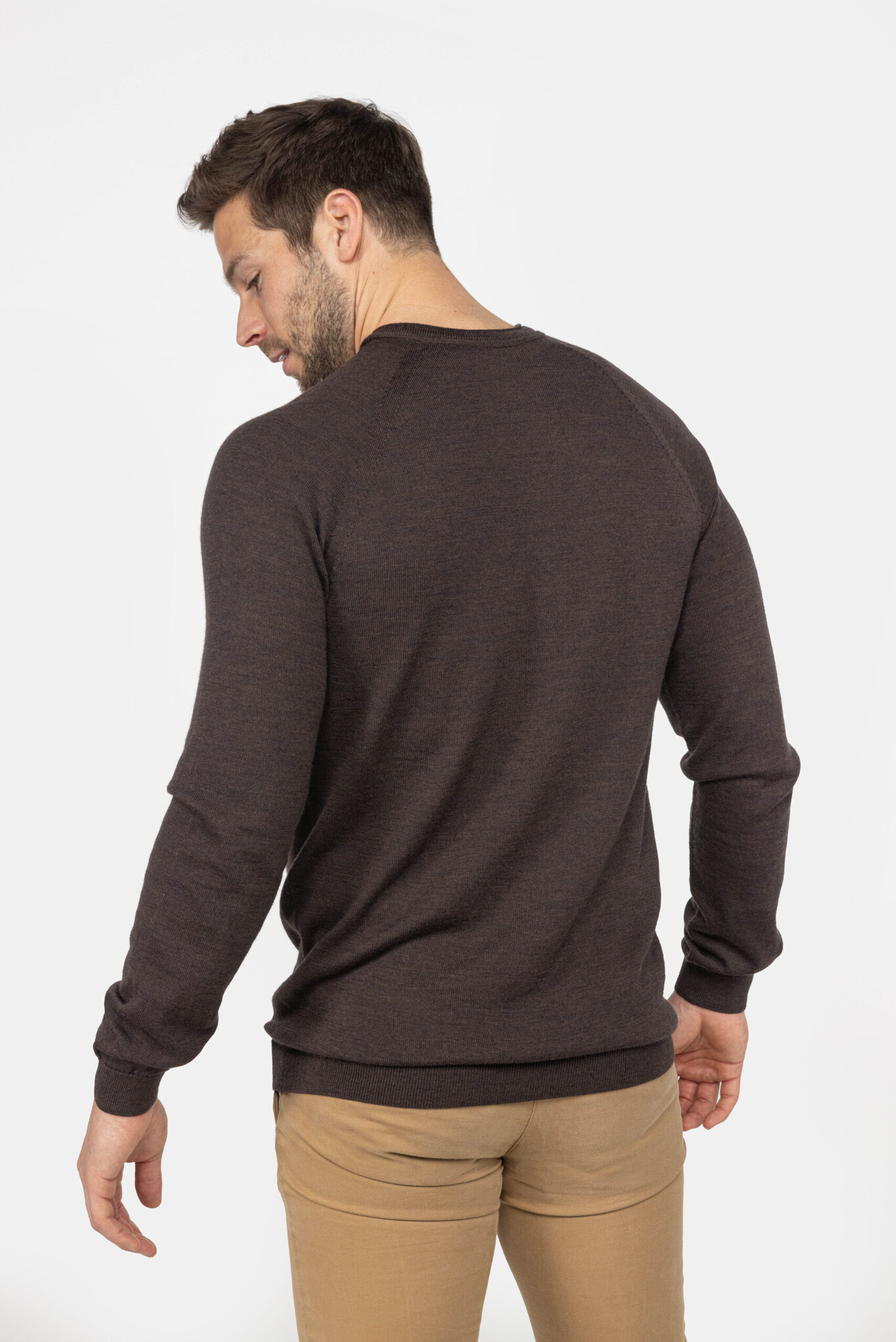 MEEDIN Meedin Ronde Hals Merino Donker Bruin