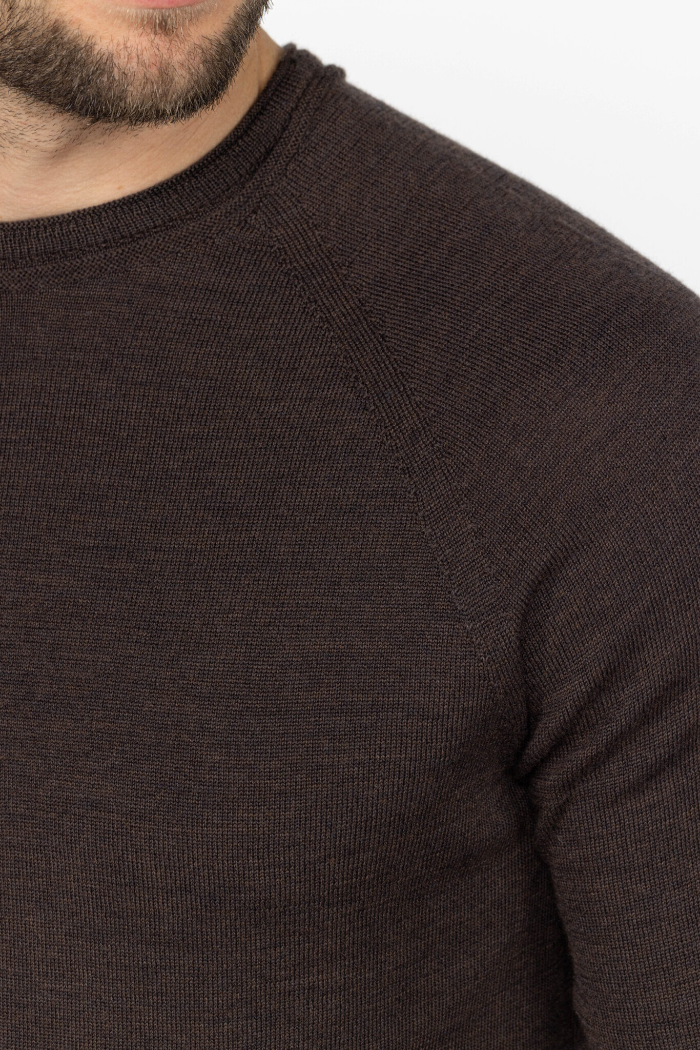 MEEDIN Meedin Ronde Hals Merino Donker Bruin