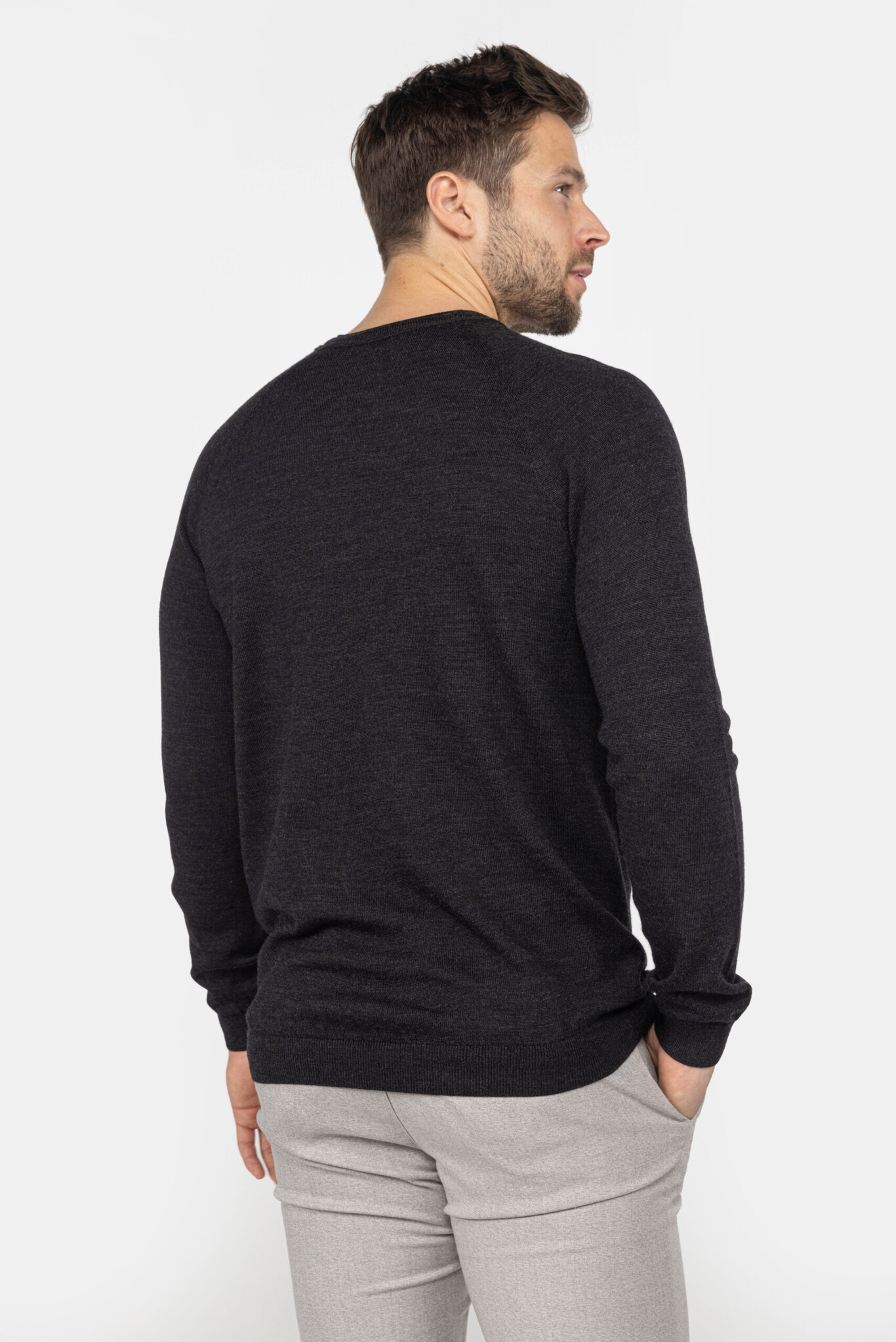 MEEDIN Meedin Ronde Hals Merino Zwart