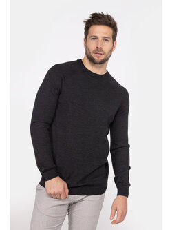 MEEDIN Meedin Ronde Hals Merino Zwart