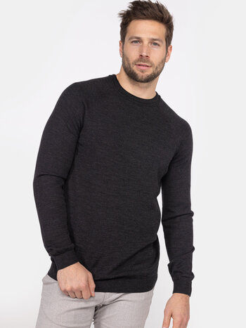 MEEDIN Meedin Ronde Hals Merino Zwart