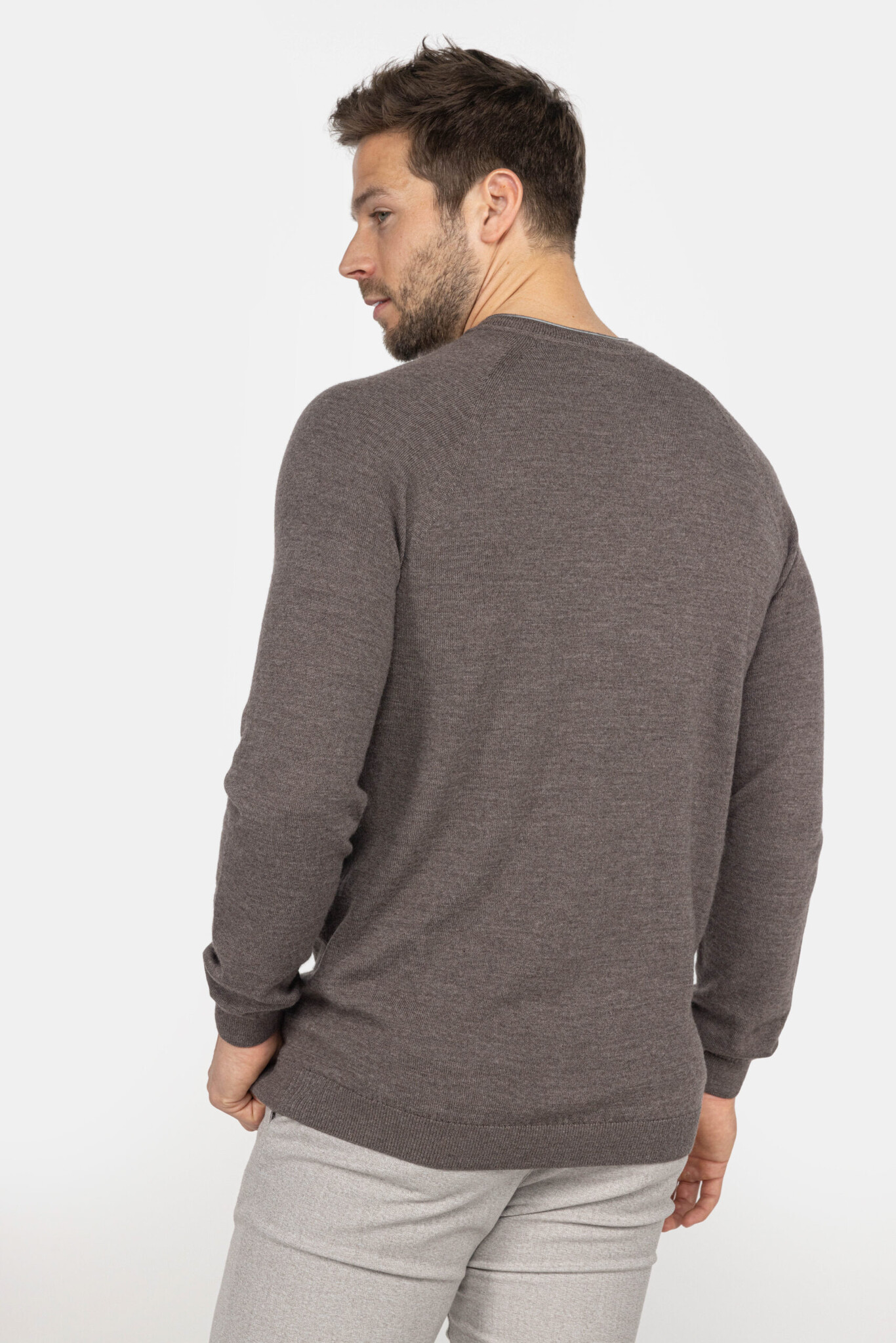 MEEDIN Meedin Ronde Hals Merino Taupe