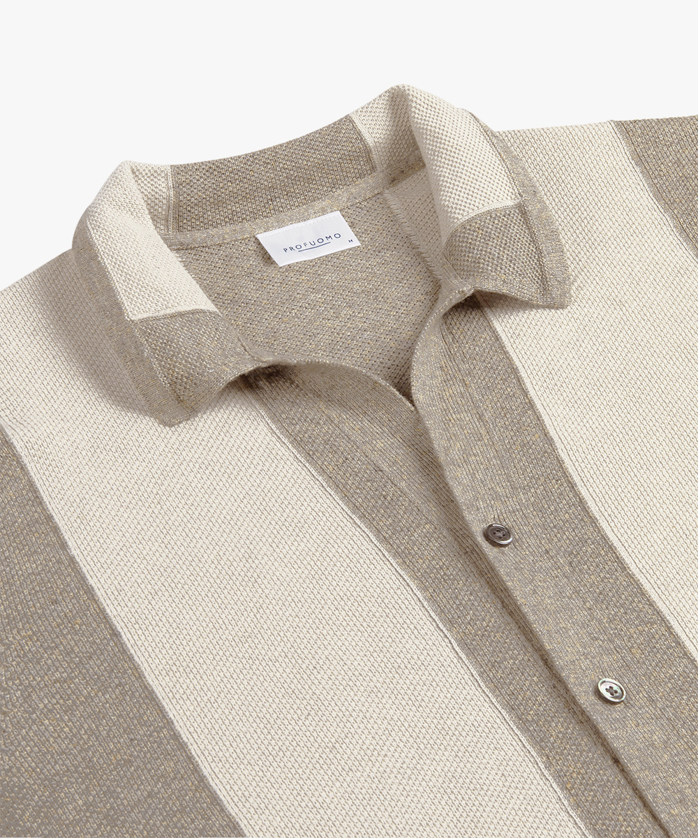 PROFUOMO Profuomo Polo Shirt Beige Stripe