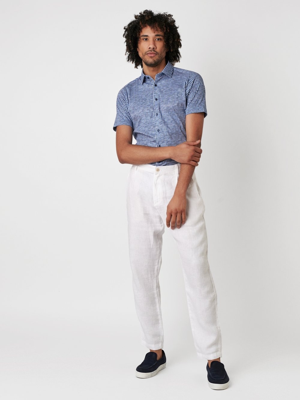 DESOTO Desoto casual kent 1/2583 linen stripes navy