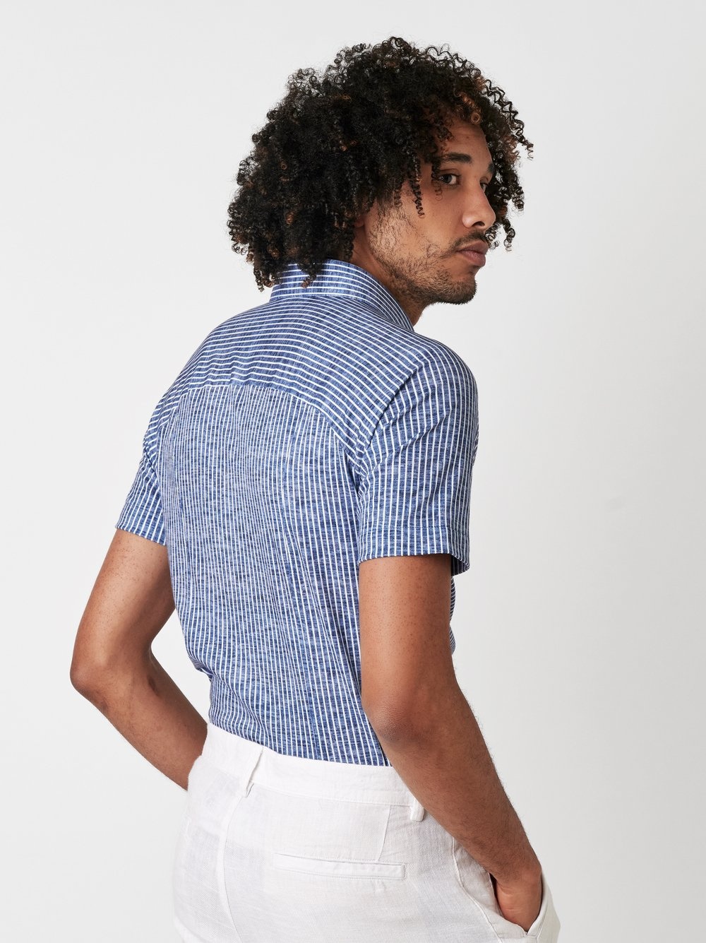 DESOTO Desoto casual kent 1/2583 linen stripes navy