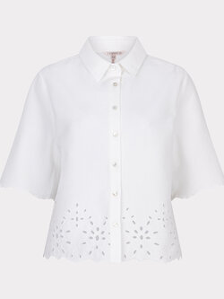 Esqualo Esqualo Blouse cropped crinkle embroidery off white