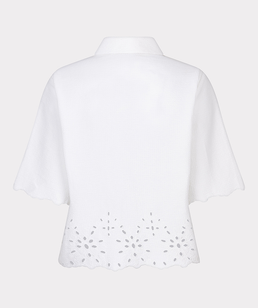 ESQUALO Esqualo Blouse cropped crinkle embroidery off white