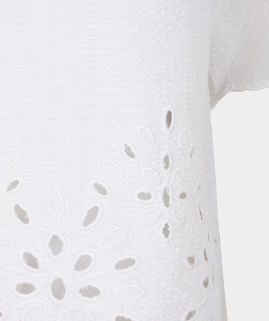 ESQUALO Esqualo Blouse cropped crinkle embroidery off white