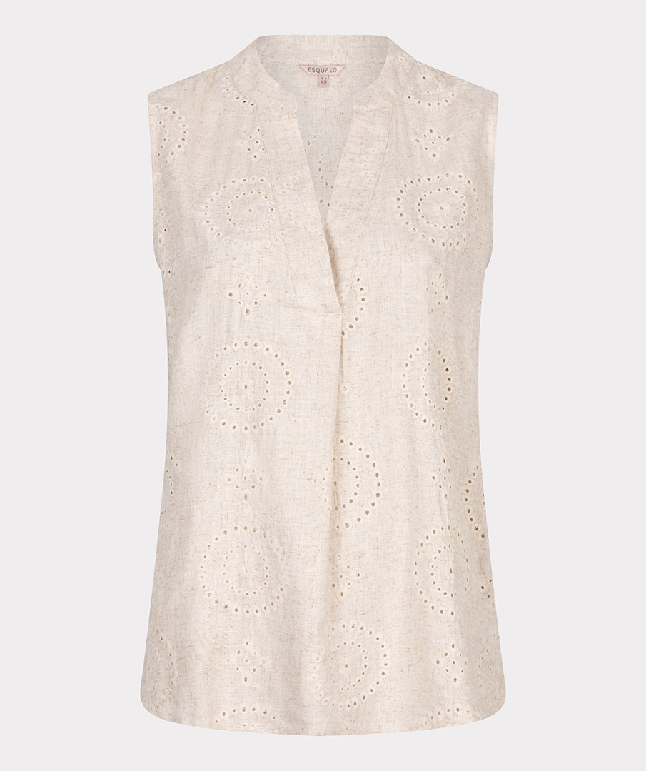 ESQUALO Esqualo Blouse slv/lss embroidery linen light sand