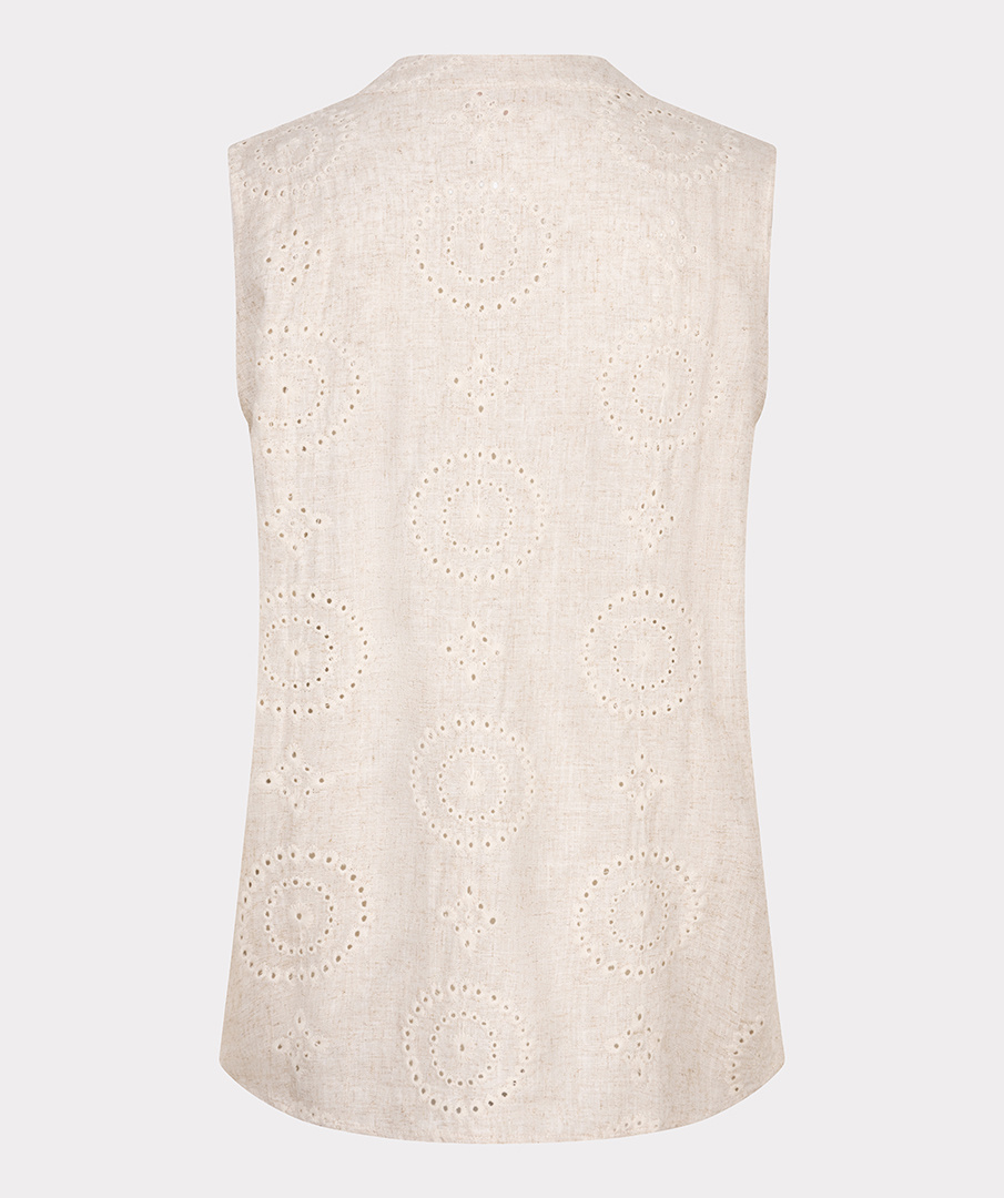 ESQUALO Esqualo Blouse slv/lss embroidery linen light sand