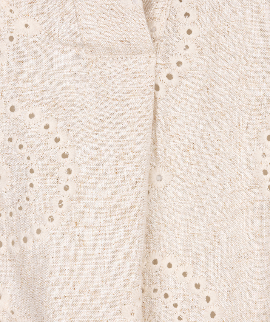 ESQUALO Esqualo Blouse slv/lss embroidery linen light sand