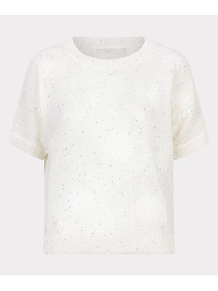 ESQUALO Esqualo Sweater embroidery flowers off white