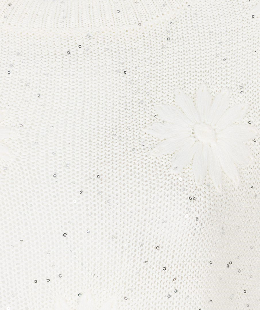 ESQUALO Esqualo Sweater embroidery flowers off white