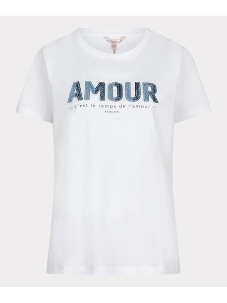 ESQUALO Esqualo T-shirt patched denim off white
