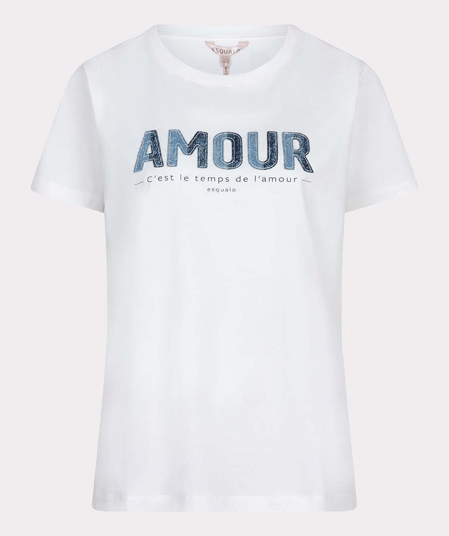 ESQUALO Esqualo T-shirt patched denim off white