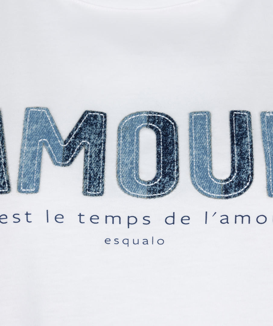 ESQUALO Esqualo T-shirt patched denim off white