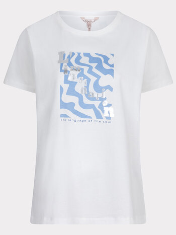ESQUALO Esqualo T-shirt foil print off white / blu