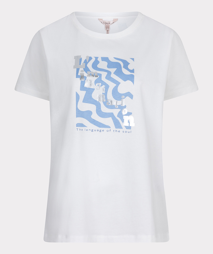 ESQUALO Esqualo T-shirt foil print off white / blu