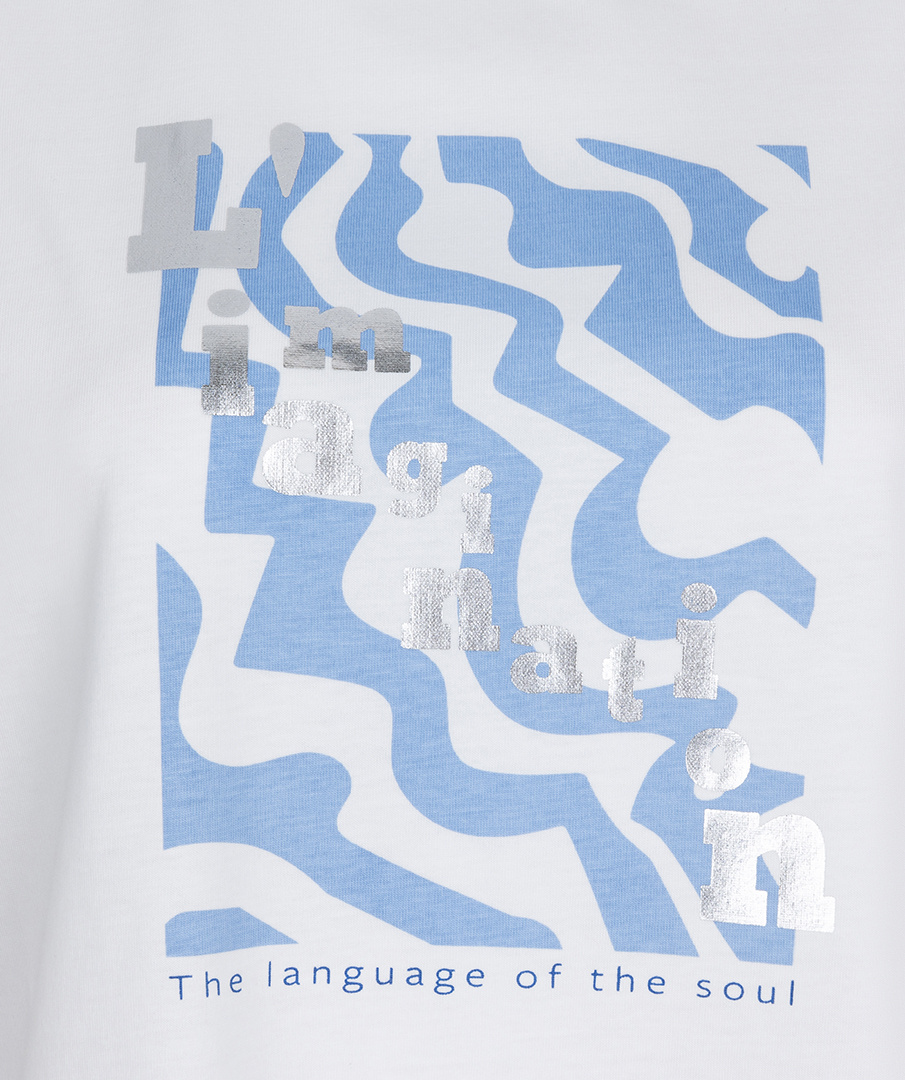 ESQUALO Esqualo T-shirt foil print off white / blu