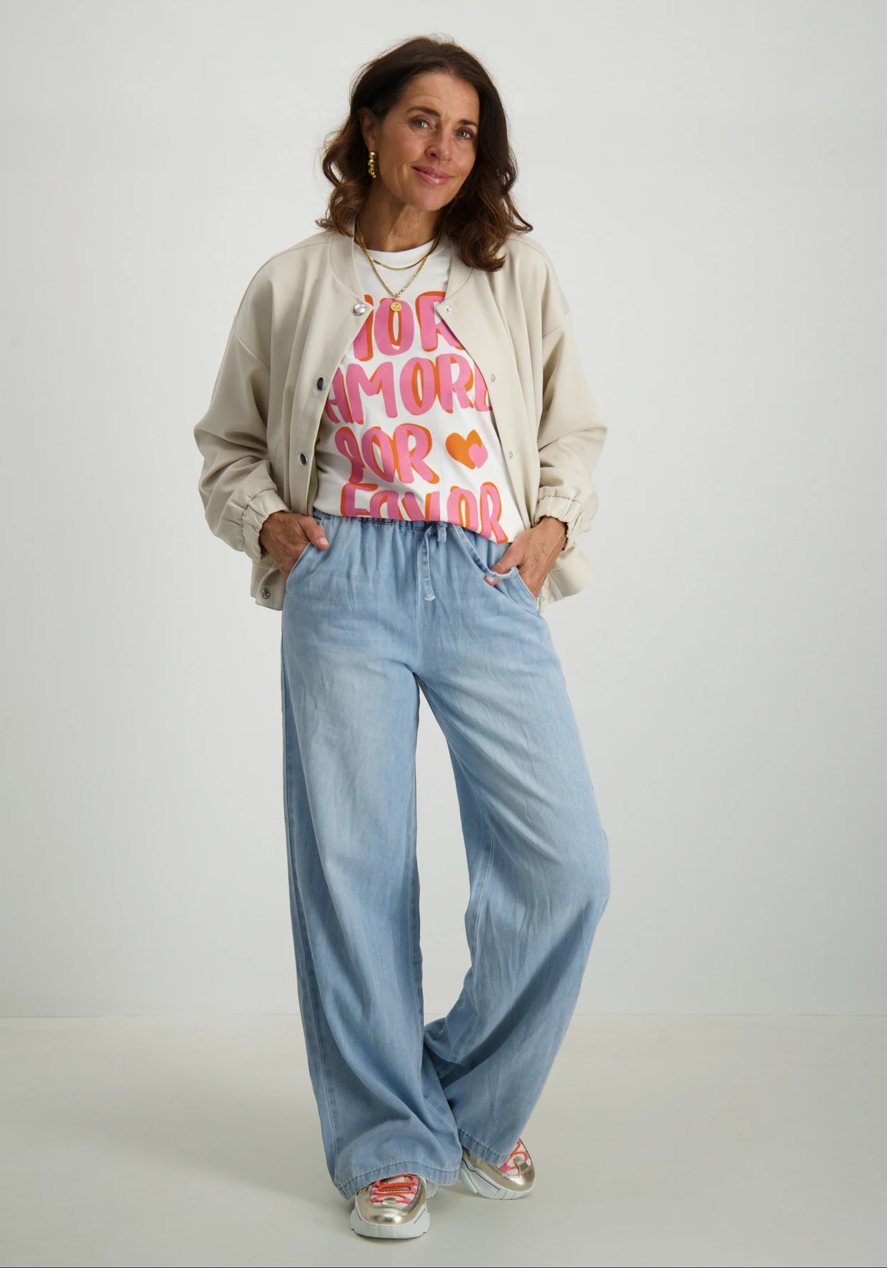 GEISHA Geisha Jeans elastic waist bleached denim