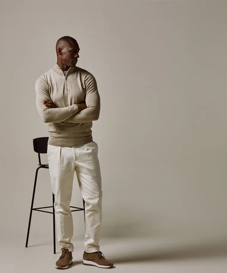 PROFUOMO Profuomo Luxury Half Zip Beige