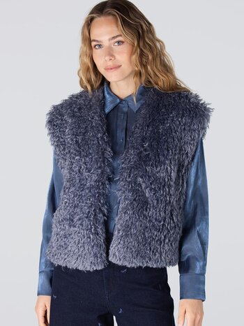 JANSEN AMSTERDAM Dali gilet fake fur blue grey