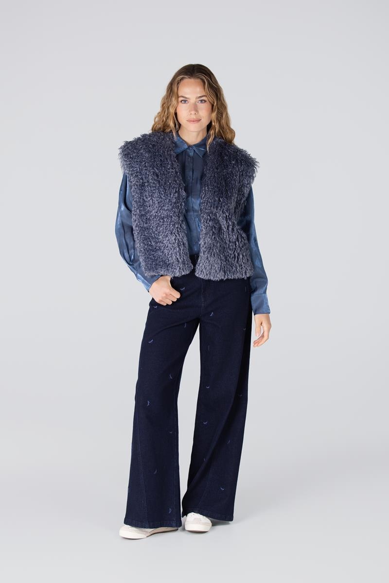 JANSEN AMSTERDAM Dali gilet fake fur blue grey