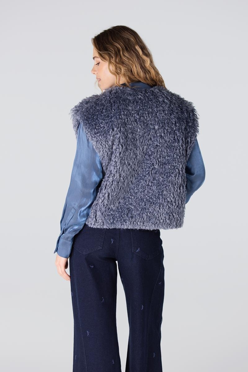 JANSEN AMSTERDAM Dali gilet fake fur blue grey
