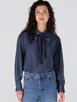 JANSEN AMSTERDAM Ess blouse necktie dark blue